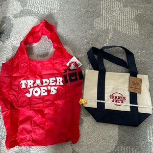 NWT Trader Joe’s mini tote and micro tote with grocery bag